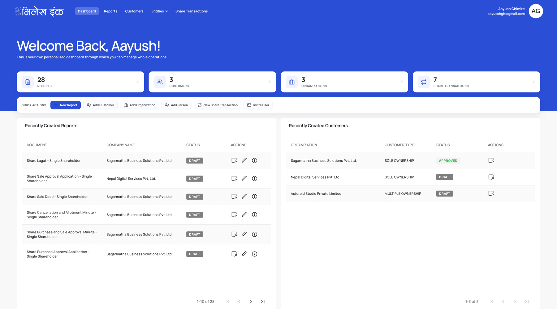 Abhilekha dashboard